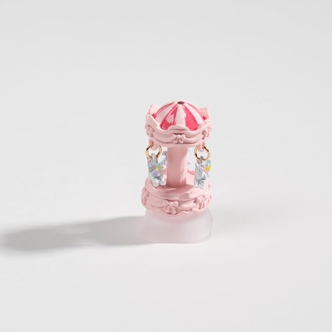 Artisan Carousel Keycap for Mechanical Keyboards, Pink Rotatable Design with RGB Bottom Glow, Hand-Painted Resin, 1U Size, MX Switch Compatible, Decompressing Gaming Keycap (XZMM-01)