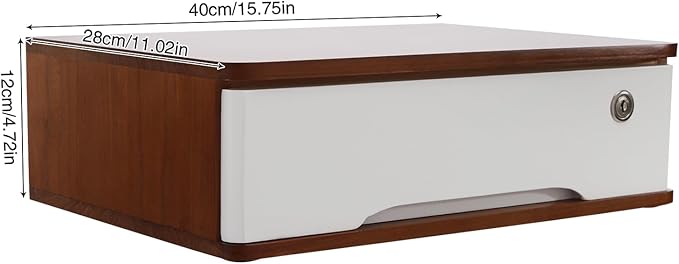 Desktop Storage Box with Lockable Drawer, Office Supplies Drawer Organizer, Wooden Desk Organizer, Small Bamboo Storage Box for Desk, Modern Desktop Drawer Organizer (Walnut+White)