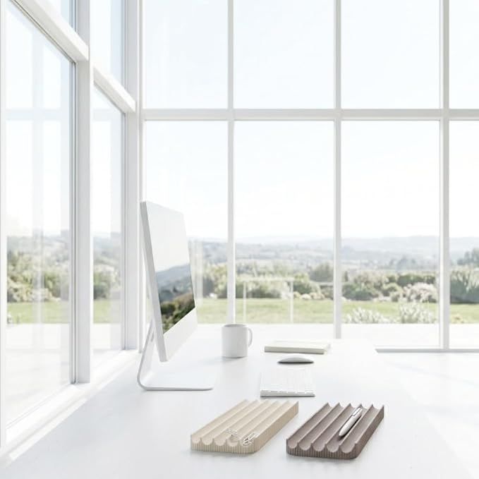 Ribbed Desk Pen Tray Minimal Decorative Organizer for Pens and Small Accessories (OFFWHITE)