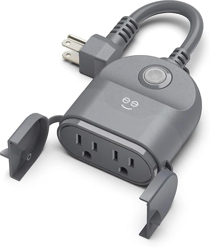 Geeni Outdoor Duo Wi-Fi Smart Plug, Weatherproof Dual Socket, Wireless Remote Control, Works with Alexa & Google Home, 2 Outlets
