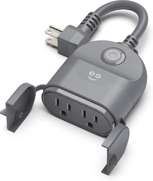 Geeni Outdoor Duo Wi-Fi Smart Plug, Weatherproof Dual Socket, Wireless Remote Control, Works with Alexa & Google Home, 2 Outlets
