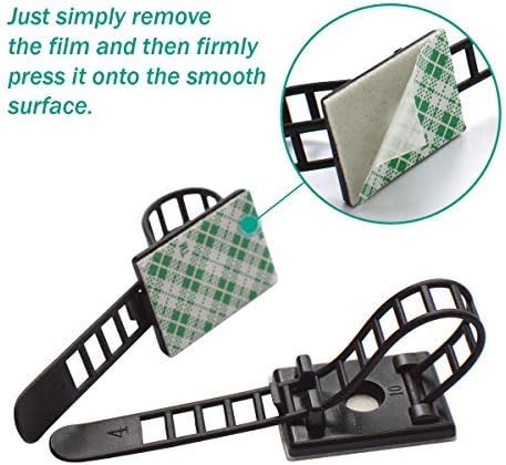 50 Pieces Cable Management Desk Wire Organizer Cable Ties Zip Ties Adhesive Cord Clips Cord Keeper Desk Wire Management | Versatile 50-pack for multiple desks, rooms, and workstations; adhesive-backed nylon straps adjust and release for reuse.