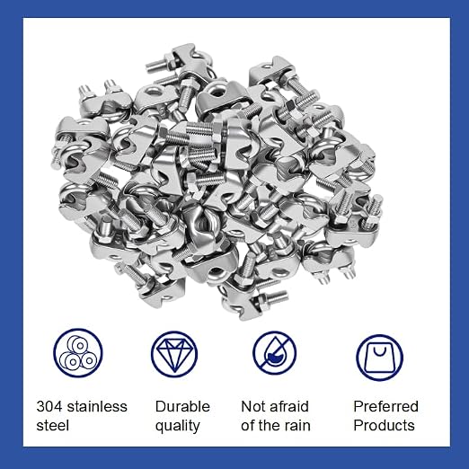 40 Pcs 1/8 inch Stainless Steel Cable Clamps,Wire Rope Clamp | M3, Commercial, Industrial & Residential Use