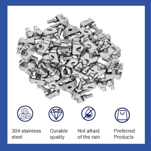 30 Pcs 1/8 inch Stainless Steel Cable Clamps,Wire Rope Clamp | M3, Commercial, Industrial, and Residential Projects