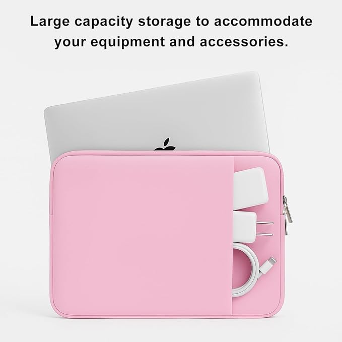 Laptop Sleeve for MacBook Neo/Air/Pro 13 inches A18/M5/M4/M3/M2/M1 Chip 2026-2020 A3404 A3449 A3240 A3113 with 2 Pockets Tablet Bag Case Accessories (Bright Blush Pink)