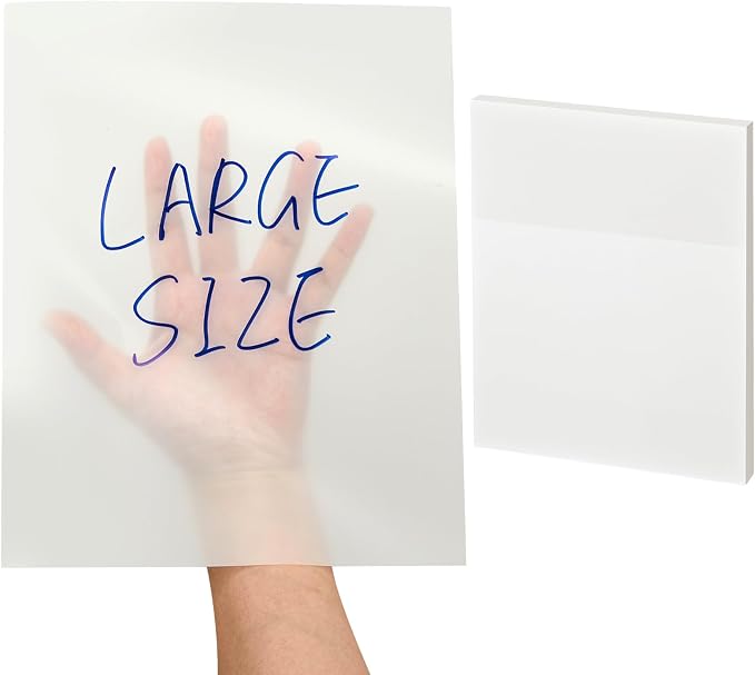 Gueevin 1 Pads 50 Sheets 8.5 x 11 Inch Transparent Sticky Notes, Extra Large Clear Self Sticky Notes, Waterproof Jumbo Translucent Paper, Office Supply