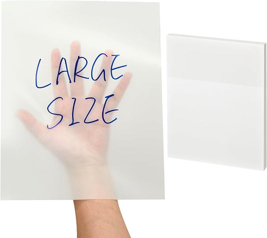 Gueevin 1 Pads 50 Sheets 8.5 x 11 Inch Transparent Sticky Notes, Extra Large Clear Self Sticky Notes, Waterproof Jumbo Translucent Paper, Office Supply