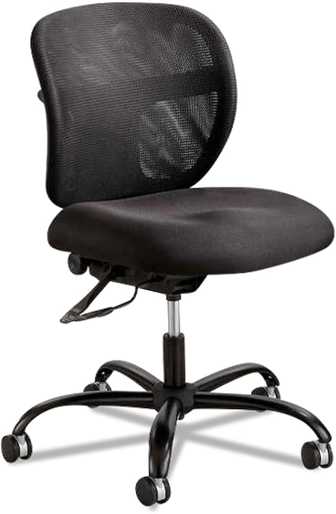 UrbanPro Intensive Use Mesh Task Office Chair, Black Vinyl, 500 lb Weight Capacity, Adjustable Back Height, T-Pad Arms, Ergonomic Design, Breathable Mesh, 24/7 Heavy-Duty Seating for Home Office