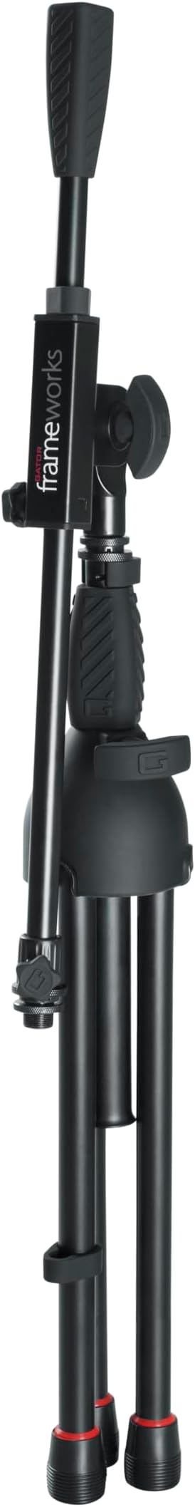 Gator Frameworks Short Tripod Base Microphone Stand with Soft Grip Twist Clutch, Boom Arm, and Both 3/8" and 5/8" Adapters (GFW-MIC-2621)