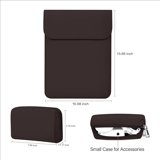 MOSISO Laptop Case 13.3 inch, 13-13.3 inch Laptop Sleeve Compatible with MacBook Neo 13 A18 Pro A3404 /Air 13/Pro 13/Pro 14 M5 M4 M3 M2 M1, Faux Suede Leather Case with Small Bag, Chestnut Brown