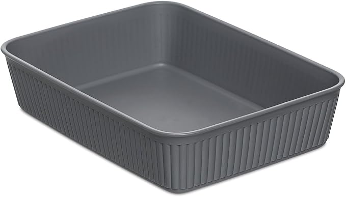 TATAY Storage Basket Baobab Drawer Organisation Elegant Functional Design | Storage Basket Household | Dimensions 17.7x24x5.6 cm | BPA-Free Material | Home and Office Organisation, Grey
