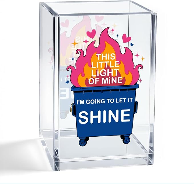 This Little Light Of Mine I'm Going To Let It Shine Acrylic Organizer Pencil Pen Holder, Burning Trash Can Desk Organizer, Office Gifts for Coworker, Back to School Gifts for Daughter Niece