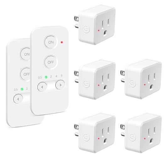 NineLeaf Programmable Remote Timer Switch & Wireless Outlet Plug, 500ft Range Plug in Light Switch, 15A/1500W Wall Mounted On/Off, No Wiring Needed for Fans, Christmas Lights, 2Remote 5Outlets