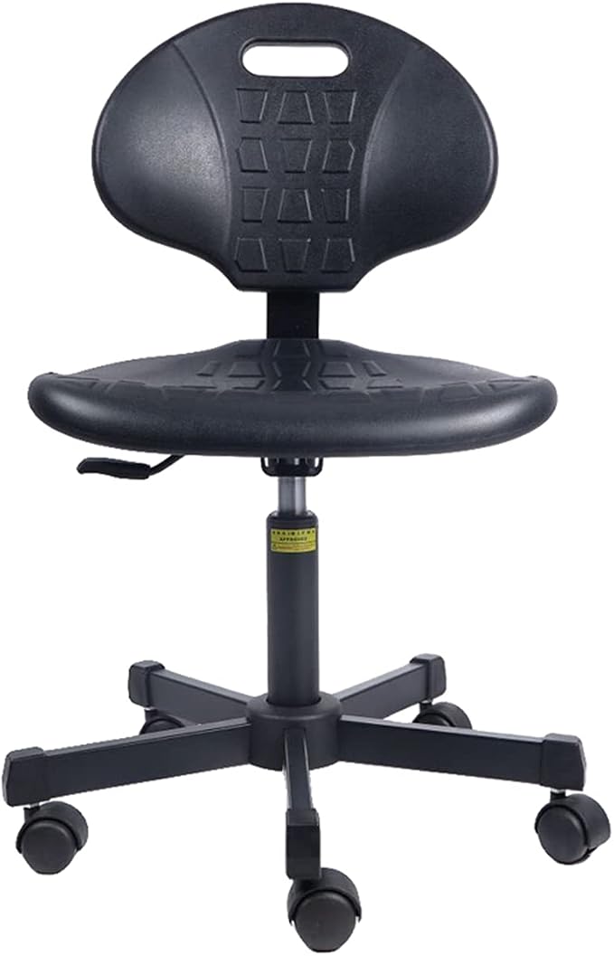 Ergonomic Polyurethane Chair with Heavy Duty Steel Base, 16"-21" Height Adjustment, Firm Task Chair for Automotive, Lab, Cleanroom, Home