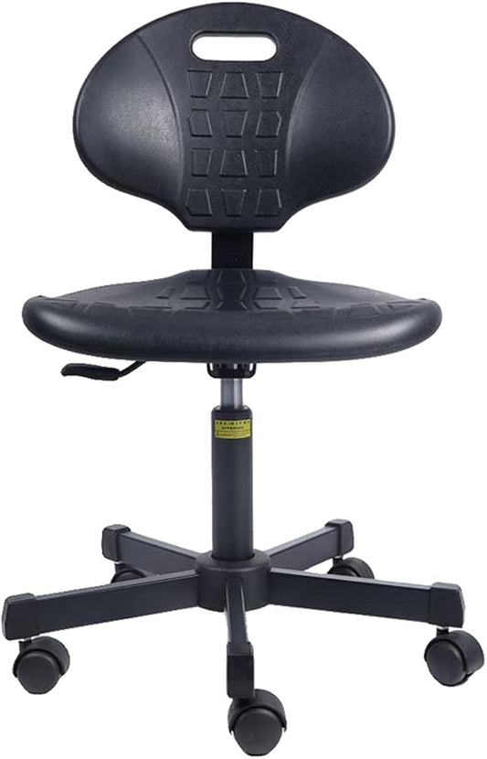 Ergonomic Polyurethane Chair with Heavy Duty Steel Base, 16"-21" Height Adjustment, Firm Task Chair for Automotive, Lab, Cleanroom, Home