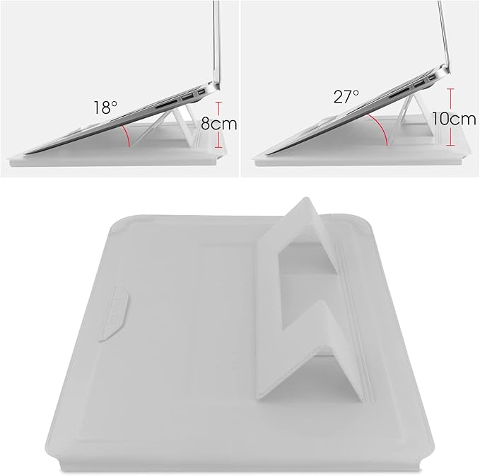 HoYiXi 15 16 Inch Laptop Sleeve Case Leather Bag for MacBook Pro 16 2021 & 2019/ASUS Vivobook 15/Huawei MateBook D15/HP 15.6" PC/MacBook Pro 15/Surface Laptop 3/Dell Inspiron 15/IdeaPad, Silver