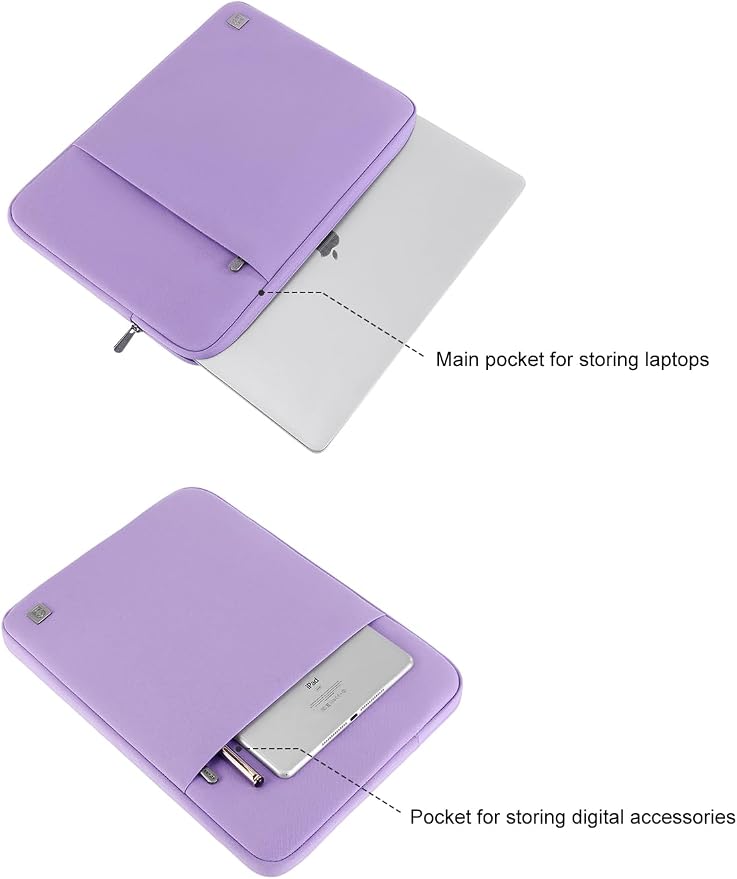 DOMISO Laptop Case Laptop Sleeve Cover Compatible with 15 inch MacBook Air M4/A3241 2025, M3/A3114,M2/A2941,15 inch MacBook Pro A1990 A1707,Compatible with Dell XPS 15 Plus with Pocket,Purple