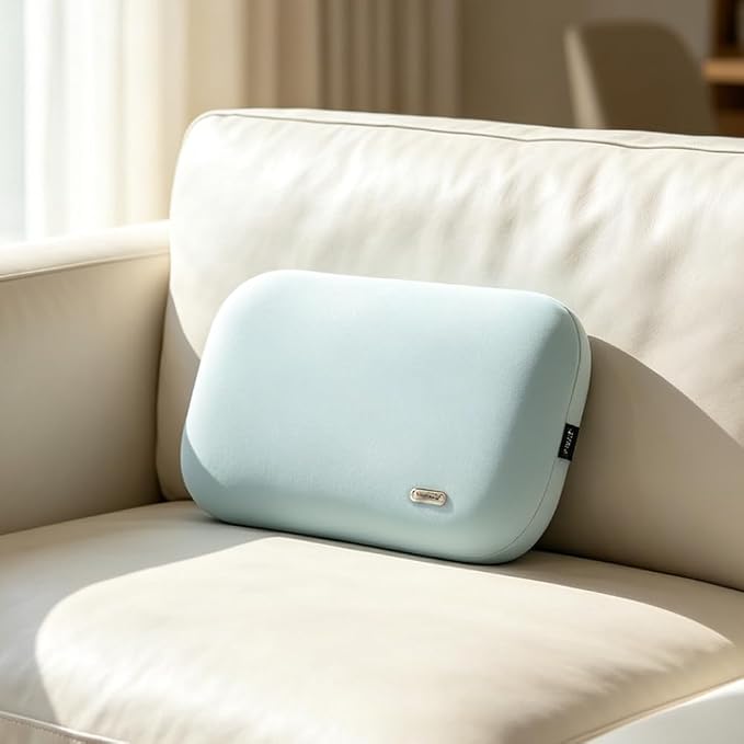 Carwales Auto Lumbar Support Pillow Cooling for Summer Slim Soft Latex Lower Back Support Cushion for Car Seat Office Nap Pillow Chair Recliner Pressure Relief Latex Memory Light Blue