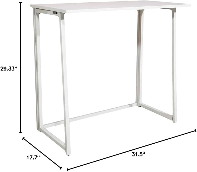 Vasitelan Folding Desk, Small Foldable Desk 31.5" for Small Spaces, Space Saving Computer Table Writing Workstation for Home Office, Easy Assembly (White)