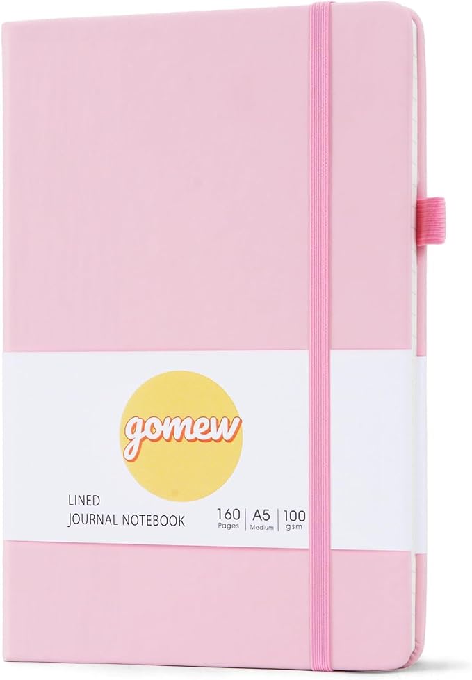 Lined Journal Notebook A5, College Ruled Hardcover Journal for Women, 160 Pages with 100gsm Thick Paper for Writing, Work, Notes & Journaling, Gift for Women, Pink