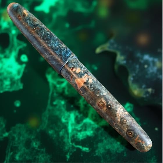 Luxury Stabilized Wood Fountain Pen – Handmade Natural Wood & Resin Barrel, Fine Nib Writing Pen with Converter – Executive Business Pen, Collectible Gift for Men & Women (Sapphire Dream)