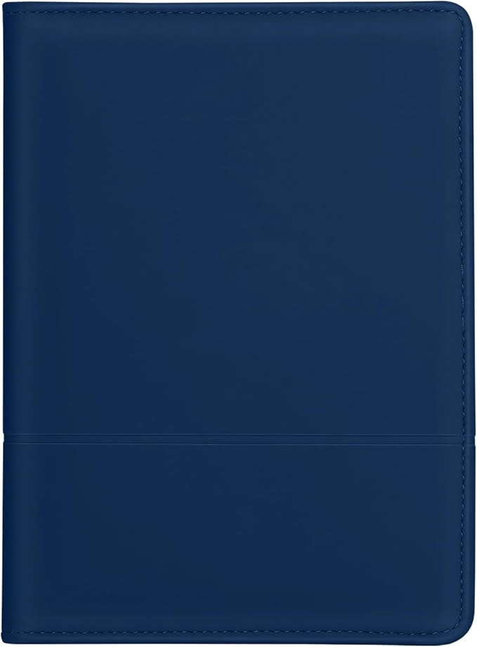 Mini Padfolio/Junior Portfolio Folder Case, Business A5 Binder Organizer Notepad for Men Women, 5 x 8 Writing Pad Included, Navy Blue.