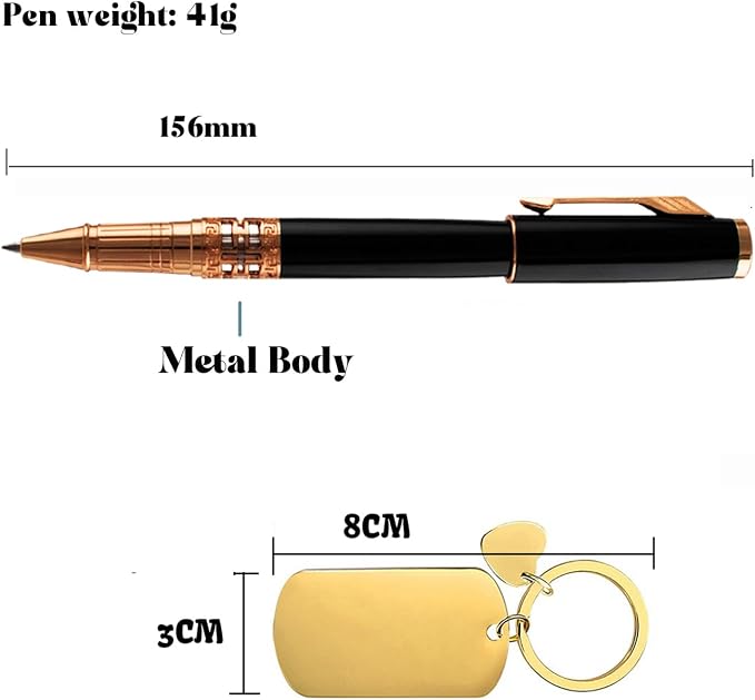 Yastar Personalized Business pen with a Custom Keychain, Gift Set with Engraved with your Message Names Company Names Phone Number Souvenir Gift for Office Colleague Friends Employees