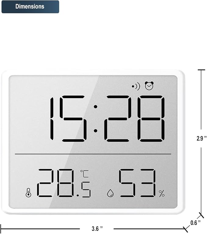 GooDay Smart Digital Alarm Clock, w/Magnetic Attraction, Indoor Temperature Humidity, HD Screen Hour Date, Battery Operated - White