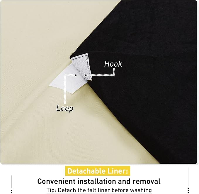 NICETOWN Sound Barrier 100% Blackout Divider Curtains 84", Noise, Heat and Cold Blocking Drapes with Felt Fabric Lining for Noise Reducing/Nursery/Daytime Sleep/Bedroom (Beige, 2 PCs, 52" Wide)