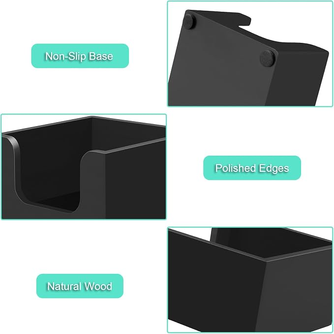 Wood Sticky Note Holder, 3 x 3 Inch Post It Note Dispenser for Office Desk Accessories, Self Stick Note Pad Holder, Memo Pad Holder Dispenser Organizer for School Office Desk Supplies, Black