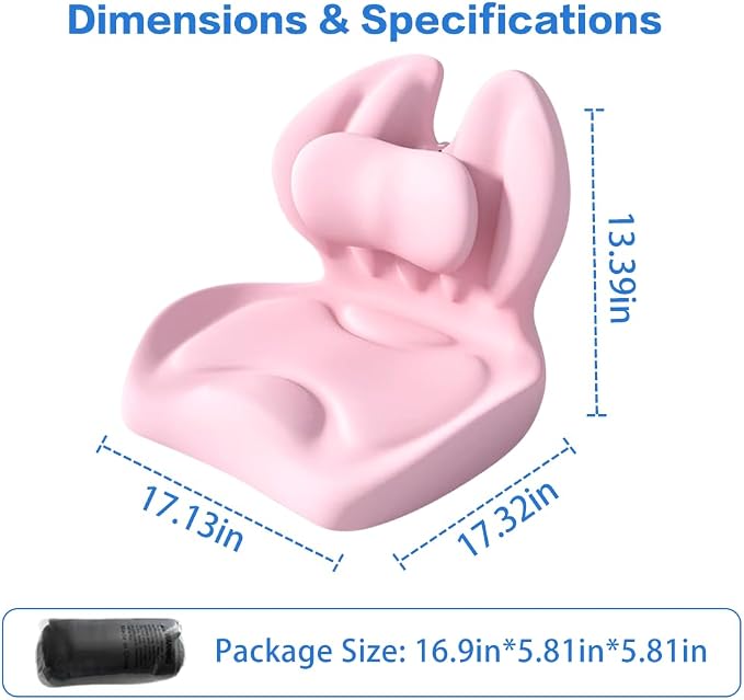 Adjustable Memory Foam Lumbar Cushion - Ergonomic Lower Back Support Pillow with Cotton Cover, Mid-Height Customizable Design for Office Chair, Car Seat, Long Sitting (Pink, Large)
