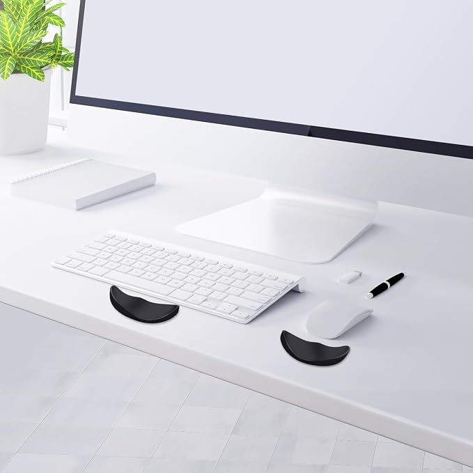 JIKIOU Left-Handed and Right-Handed Truly Ergonomic Wrist Rest for Mouse and Keyboard, Carpal Tunnel Support, Pain Relief, Anti-Fatigue, Easy Glide, Office Computer Laptop Gaming (Left+Right)