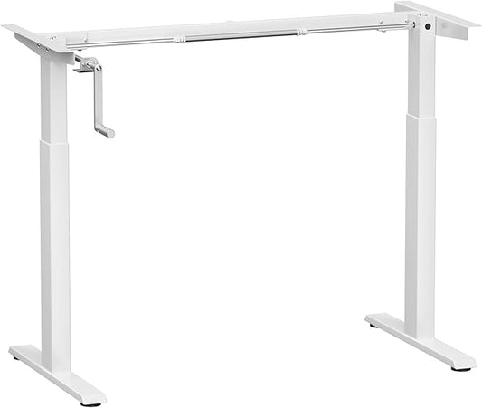 COSTWAY Crank Standing Desk Frame, Manual Hand Crank Workstation Base, Ergonomic Sit to Stand Base w/Foldable Crank Handle, Hook, Cable Management Rack (White)