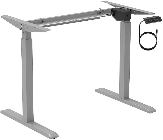 Monoprice Height Adjustable Sit-Stand Riser Table Desk Frame - with Electric Single Motor, Compatible with Desktops from 39 Inches Up to 63 Inches Wide, Grey - Workstream Collection