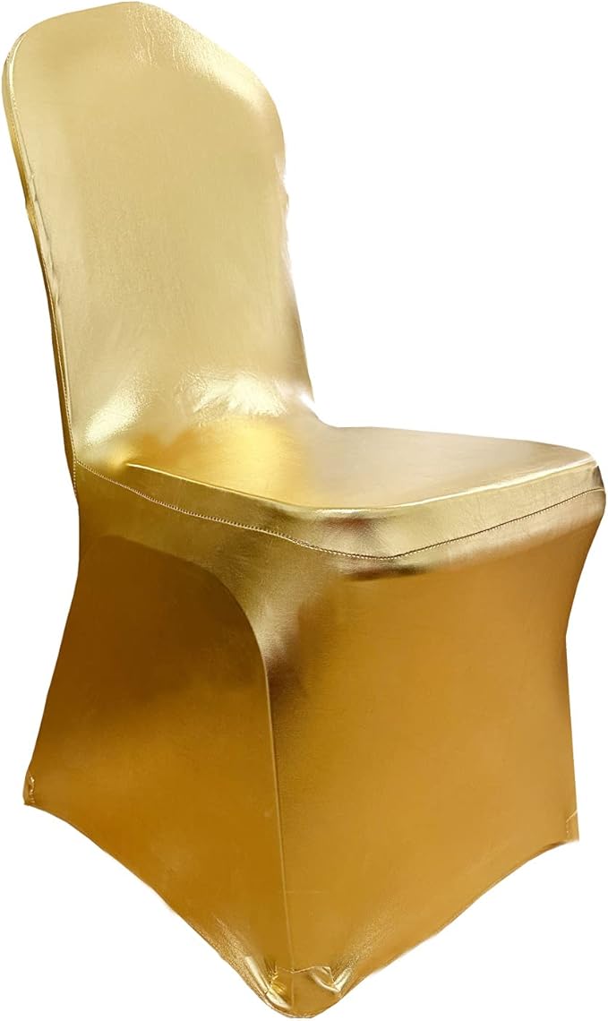 Stretch Chair Cover Chair Decoration for Wedding Banquet Party (Shiny Gold) | chair slipcover wedding decor dining room seat covers for chairs spandex metallic luxury gold full chair covers