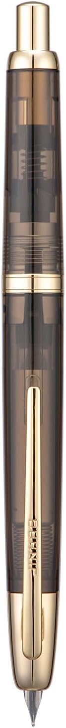 Jinhao 20 Press Fountain Pen, Transparent Black Retractable Extra Fine Nib with Ink Converter Set (Golden Clip)