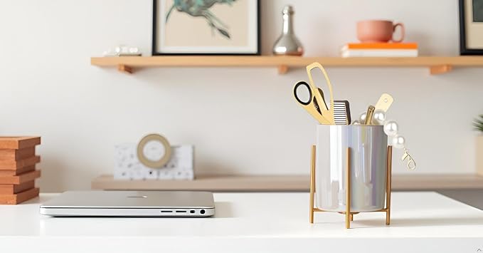Pen holder for desk Sturdy Metal frame With Green Ceramic Pen Holder For Desks and kitchen Appliance Holders