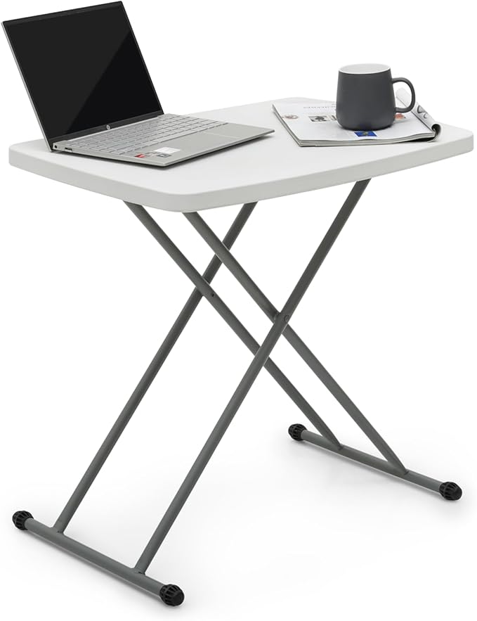 Athena Collection Folding TV Tray Couch Table 26 Inch Wide with 4 Height Adjustable, Portable Small Folding Table Dinner Tray Laptop Table for Living Room Small Space for Eating on Bed Sofa Couch
