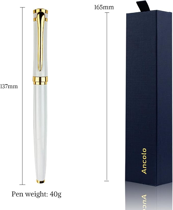 Ancolo Engraved Pens - Modern Roller Pens with 5 Free Personalized Lines, Ultra-Smooth Black Ink, Metal Body, Stylish Gift for Office Colleagues, Friends, Professor, Business