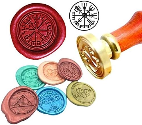 6PCS Viking Rune Wax Seal Stamp, Viking Rune Sealing Wax Stamp, Vegvisir Valknut Tree of Life Seal Wedding Invitation Birthday Party Seal Gifts (6pcs Set)