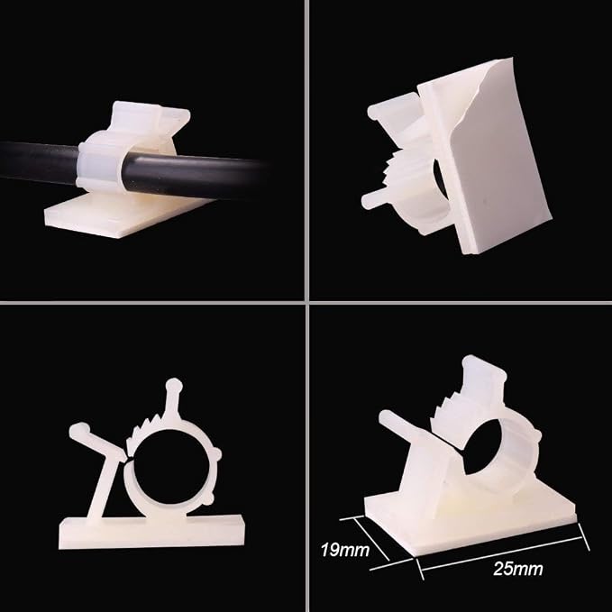 Viaky 30 Pcs White Adjustable Cable Clips,Self-Adhesive Desk Organizer | Nylon Wire Management Wire Holder for Desk,Wall,Car,Heavy Duty Adhesive Cable Clips Work for Cable Width 0.4''(10mm)