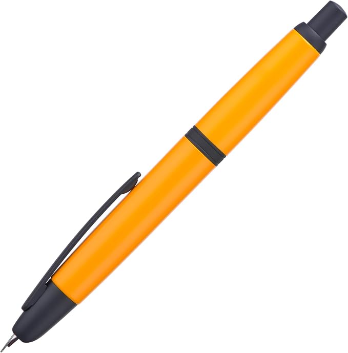 Jinhao 10 Press Fountain Pen with Box, Orange Retractable Extra Fine Nib with Ink Converter Set (Black Clip)