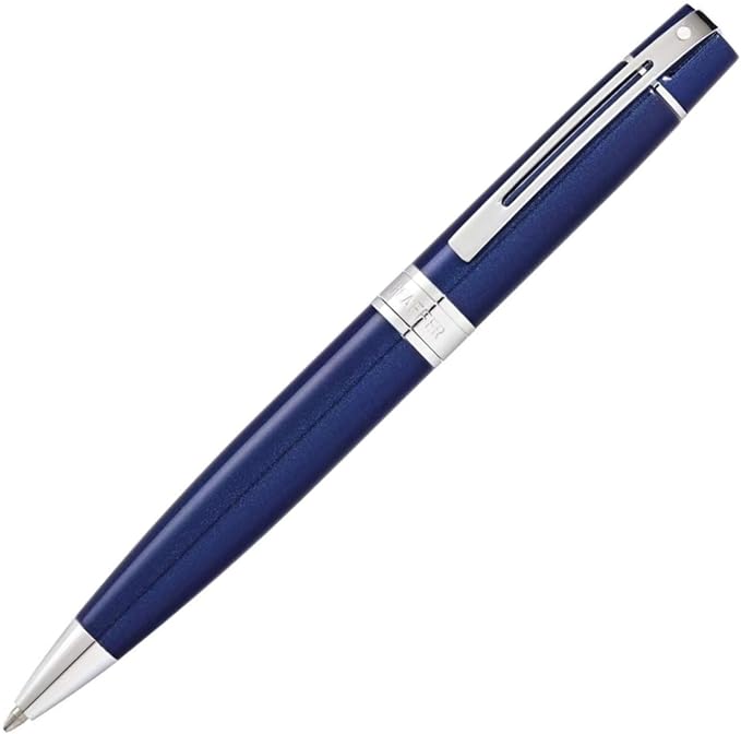 Sheaffer 300 Glossy Blue Lacquer Ballpoint Pen with Chrome-Plated Trim