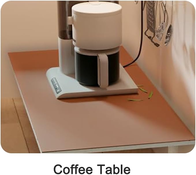 Leather Table Cover,1.8mm Thick,24x48 Inch,Table Protectors for Rectangle,Waterproof Desk Pad, Scratch - Resistant Craft Mat for Dining Table, Office Desk and Art Station (Brown + Gray)