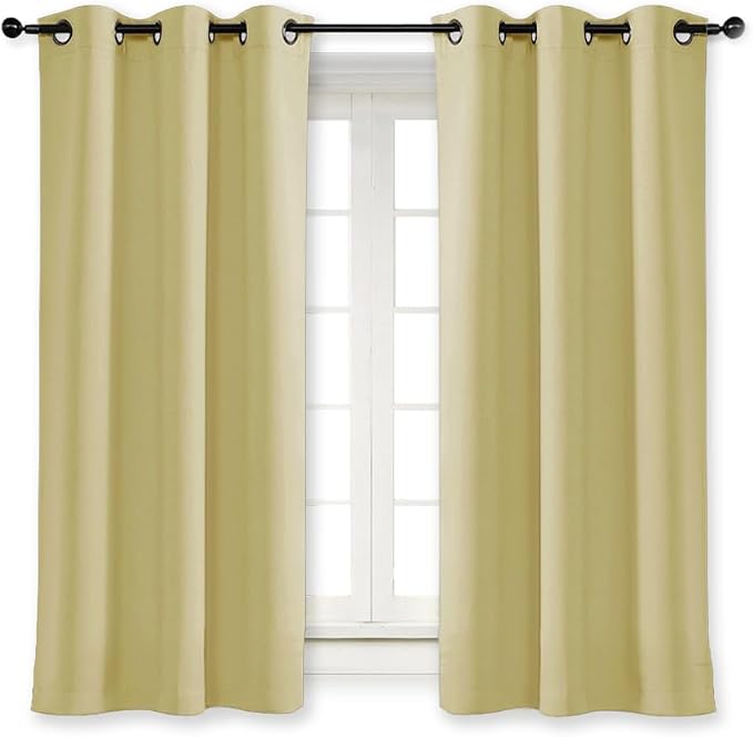 NICETOWN Blackout Curtain Blind for Bedroom, Single Panel, W42 x L54 inches, Paler Yellow, Thermal Insulated Grommet Blackout Room Darkening Drape/Drapery