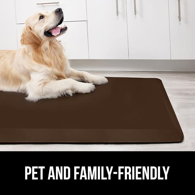 GORILLA GRIP Comfortable Cushioned Kitchen Mats for Floor, 70x24, Waterproof and Stain Resistant Soft Top, 3/4 Inch Thick Ergonomic Standing Desk Anti Fatigue Mat, Foam Supports Ankles, Chocolate