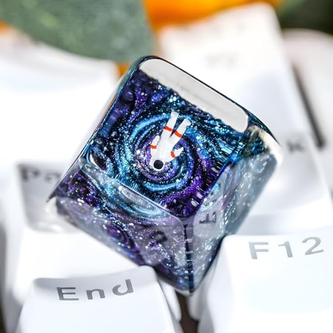 Galaxy Astronaut Artisan Keycap - 1U ESC, R1 SA Profile Custom Handmade Resin Cherry MX Switch Key Cap Mechanical Keyboard, Cool Tech Gifts for Men, Dad, Father, Gamer, Space Lover