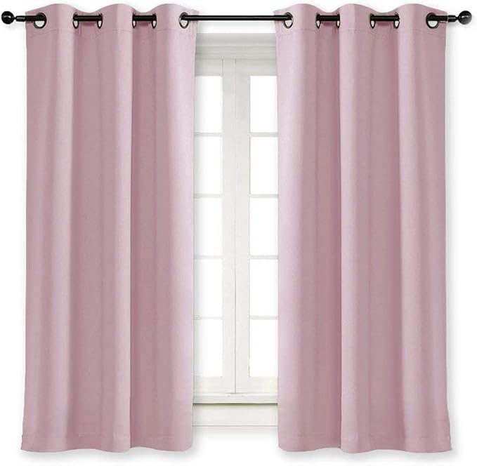 NICETOWN Room Darkening Curtain for Girl's Room Nursery Essential Thermal Insulated Solid Grommet Top Window Treatment Drape (Lavender Pink=Baby Pink, Sold Individually, 42 x 63 inch)