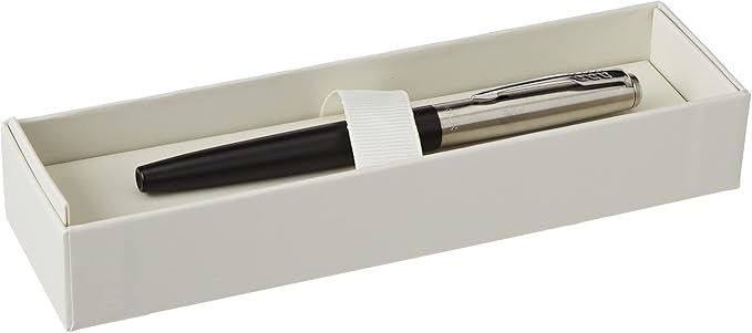 Parker Jotter Fountain Pen | Bond Street Black | Medium Nib Blue Ink | Gift Box