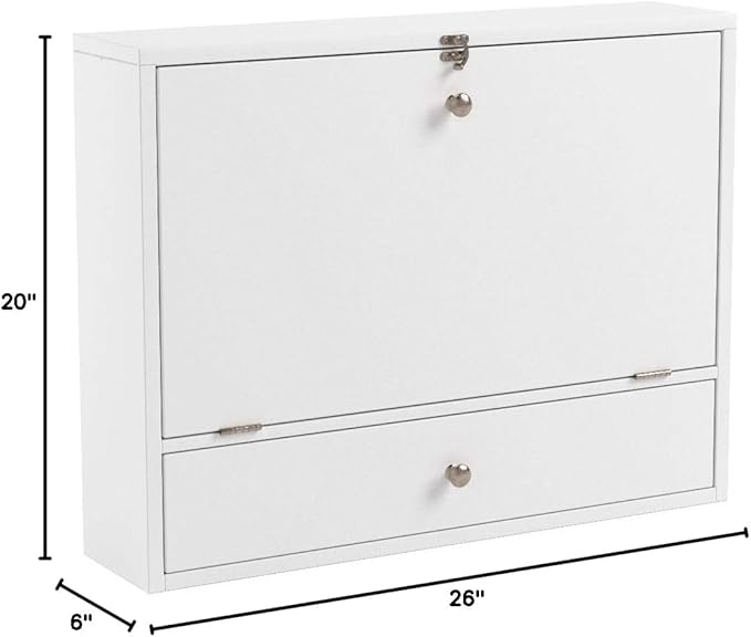 SEI Furniture Willingham Wall Mount Folding Desk, White